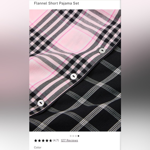 NWT Victorias Secret VS Women's Sleepwear Pink Black Flannel Short Pajama Set xl - Picture 4 of 4